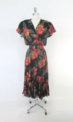 vintage 80s karen alexander style day dress floral belt gallery
