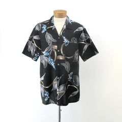 Vintage 80s Hawaii Blues Black Hawaiian Shirt L