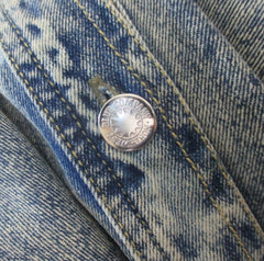 vintage 80s acid wash denim jean western country prairie full skirt matching belt large bombshell bettys vintage button