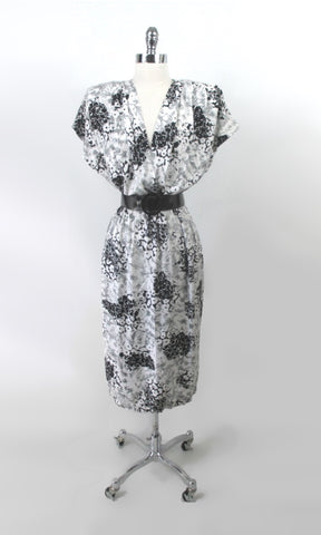 Vintage 80s Power Shoulder Glam Cut Out Dress M