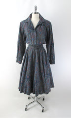Vintage 80s Full Swing Skirt Tea Length Day Dress Plus 1X 18