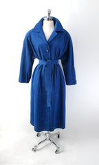 vintage 80s blue ultra suede trench coat jacket medium gallery