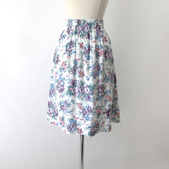 Vintage 80s 90's Rose Garden Midi Skirt M L