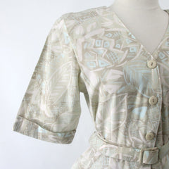 Vintage 80s Tropical Pastel Sheath Dress M