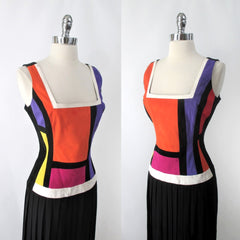 Vintage 90s Cache Colorblock Ultrasuede Dress L