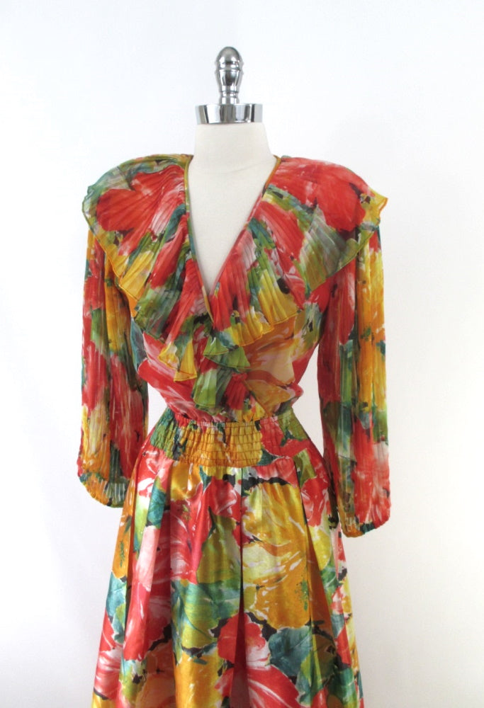 Vintage s Diane Freis Floral Georgette Maxi Dress M – Bombshell