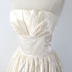 Vintage 80s Gunne Sax 50s Inspired White Satin Party Dress XS