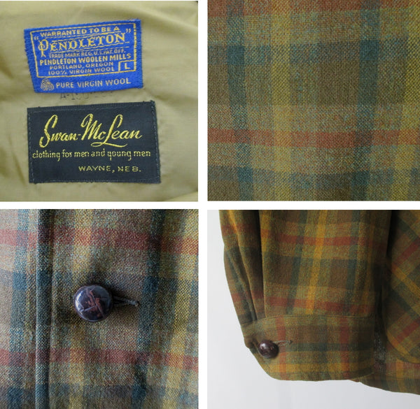Vintage 50s Pendleton Golden Green Plaid Wool 49er Jacket L – Bombshell ...