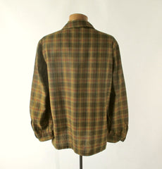 Vintage 50s Pendleton Golden Green Plaid Wool 49er Jacket  L - Bombshell Bettys Vintage