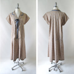 Vintage 20's 30's Style Flour Sack Ditzy Calico Day Dress XL - Bombshell Bettys Vintage