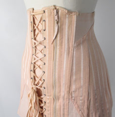 Vintage 40s Spencer Peach Stripe Corset Laced Girdle / Foundation Garment - Bombshell Bettys Vintage