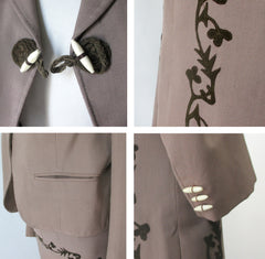 Vintage 30s 40s Suede Trim Culottes & Short Jacket Set XS