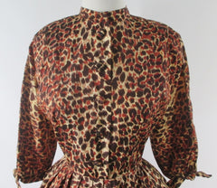 Vintage 50s Leopard Print Full Skirt Party Dress S - Bombshell Bettys Vintage