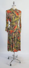 • Vintage 50's 40's Look Bird Of Paradise Tropical Hawaiian Peplum Dress S - Bombshell Bettys Vintage