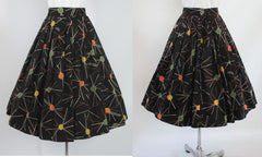 • Vintage 50's Atomic Starburst Swing Skirt Mid Century Modern S - Bombshell Bettys Vintage