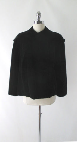 Vintage 50's Black Velvet Cropped Swing Jacket / Coat L