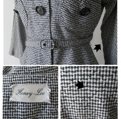 Vintage 50's Black White Check 3 Piece Peplum Suit / Skirt Jacket Set S - Bombshell Bettys Vintage