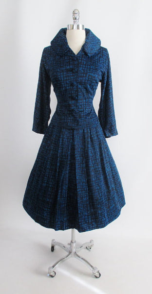 Vintage 50's New Look Blue Atomic Jacket Top / Skirt Dress Suit Set ...