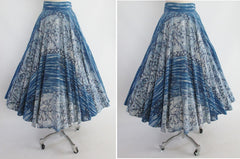 • Vintage Early 50's Rare Kamehameha Blue Hawaii Hand Painted Style Full Circle Skirt S - Bombshell Bettys Vintage