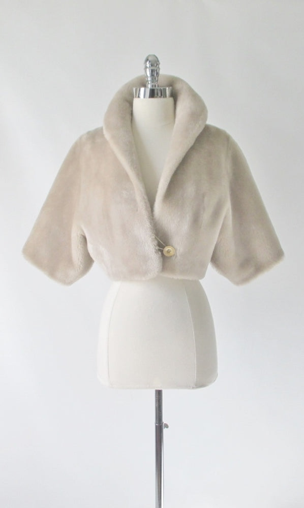 Vintage 50s Borgana Faux Fur Bolero Cropped Jacket M - Bombshell Bettys Vintage