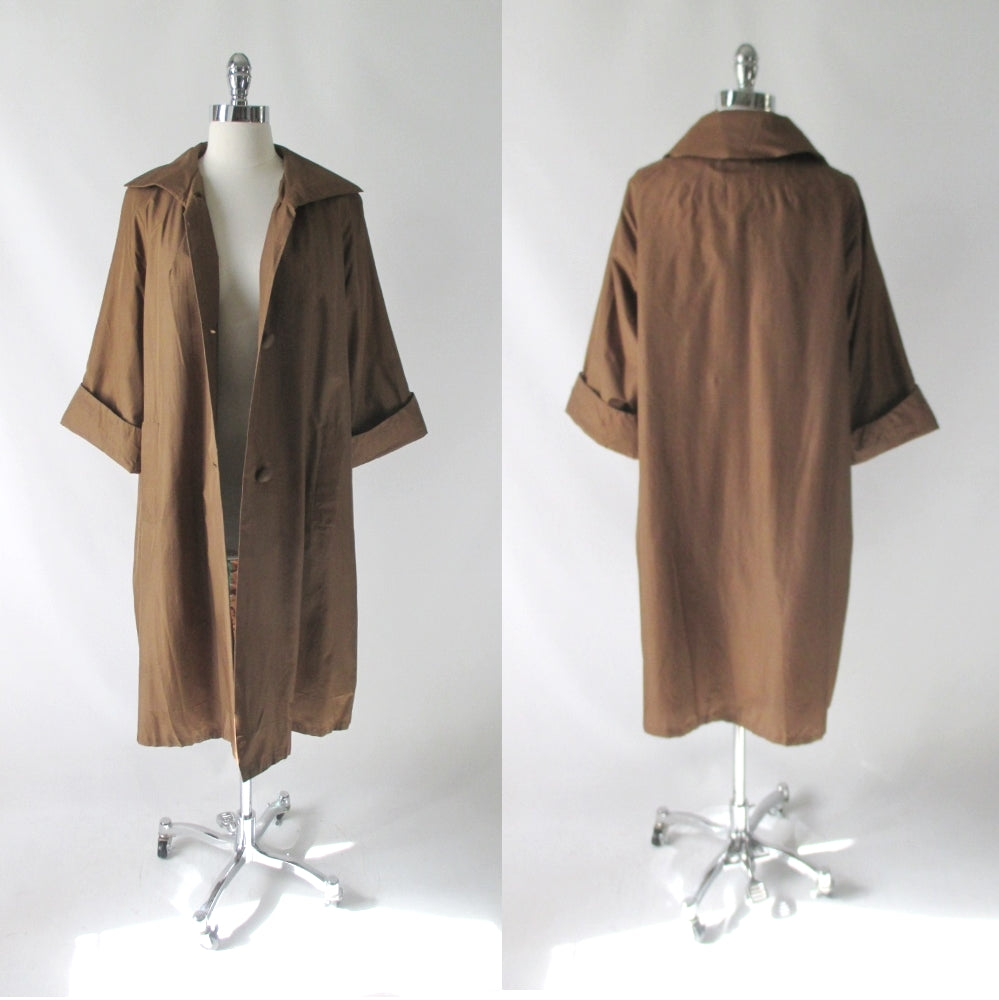 Vintage 50s Copper Brown Silk Raincoat Swing Coat – Bombshell