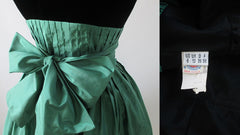 • Vintage 80's Strapless Green Silk Black Velvet Full Skirt Party Dress S - Bombshell Bettys Vintage