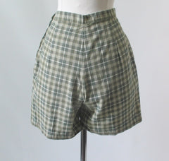 Vintage 50's Green Plaid Shorts M - Bombshell Bettys Vintage