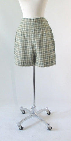Vintage 50's Green Plaid Shorts M