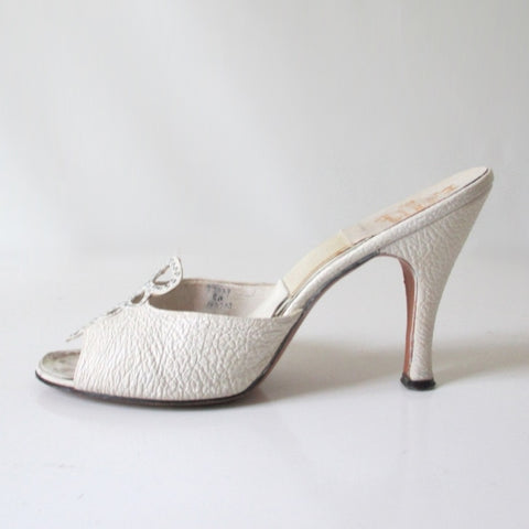 Vintage 50s White Springolator Heels Shoes 8