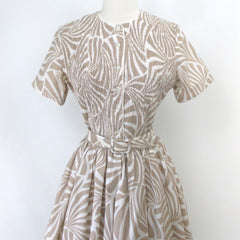 Vintage 50s 60s Modernist Stripe Full Skirt Day Dress M
