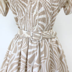 Vintage 50s 60s Modernist Stripe Full Skirt Day Dress M