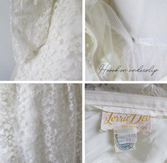 Vintage 60's Ivory White Lace Full Skirt Wedding Dress M - Bombshell Bettys Vintage