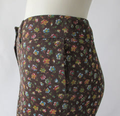 Vintage 70's Calico Flower Cotton Bell Bottom Pants S - Bombshell Bettys Vintage