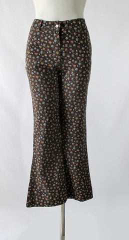 Vintage 70's Calico Flower Cotton Bell Bottom Pants S