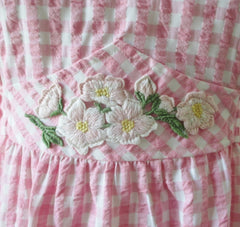 Vintage 70's Pink Gingham Seersucker Dolly Dress L - Bombshell Bettys Vintage