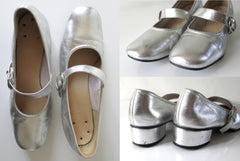 Vintage 60's Silver Mary Jane Square Dance Shoes In Box 8 1/2 - Bombshell Bettys Vintage