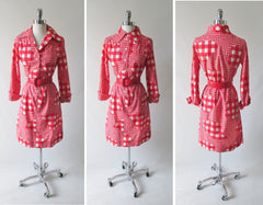 Vintage 60's I Magnin Gingham Flower Shirt Dress M - Bombshell Bettys Vintage