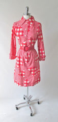 Vintage 60's I Magnin Gingham Flower Shirt Dress M - Bombshell Bettys Vintage