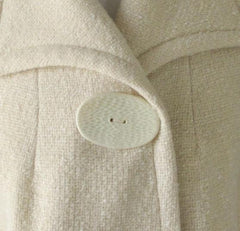 Vintage 60's Cream Big Button Bell Sleeve Mod Coat / Jacket M - Bombshell Bettys Vintage