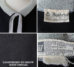 Vintage 60's Donbros Scotland Black & Silver Knit Sweater Shift Dress M - Bombshell Bettys Vintage