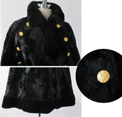 Vintage 60's Faux Fur Velvet Cape Wrap Jacket One Size - Bombshell Bettys Vintage