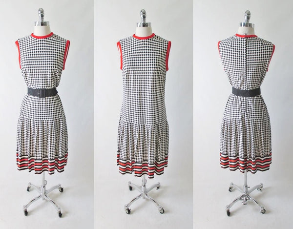 Vintage 60's Black White Checker Weave Pattern Day Dress L – Bombshell ...