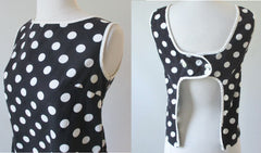 Vintage 60's Black White Polka Dot Cut Out Button Back Top Shirt S - Bombshell Bettys Vintage