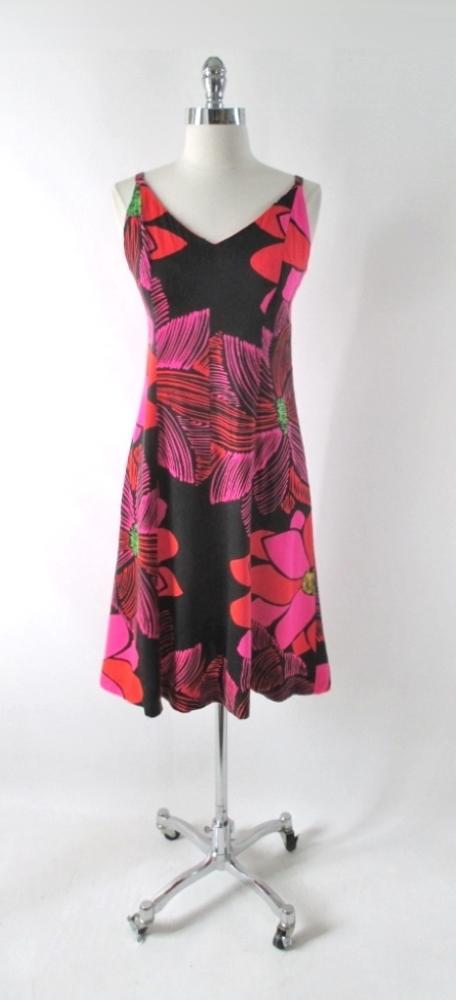 Vintage 60s Day Glo Floral Summer Sundress Dress M - Bombshell Bettys Vintage