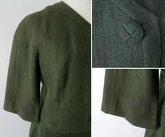 Vintage 60's Green Brown Fleck Wool Tweed Suit M - Bombshell Bettys Vintage