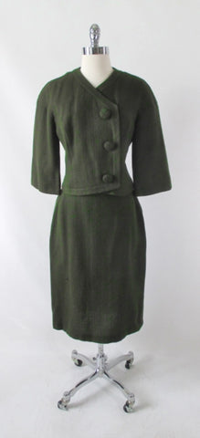 Vintage 60's Green Brown Fleck Wool Tweed Suit M