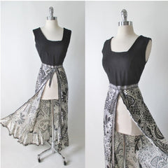 Vintage 70's Cut Away Skirted Top Hostess Dress M - Bombshell Bettys Vintage