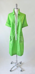Vintage 60's Bright Green MOD Shift Dress L - Bombshell Bettys Vintage