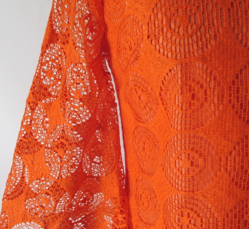 Vintage 60's Orange Mod Lace Bell Sleeve Mini Dress S – Bombshell ...