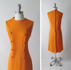 Vintage 60's MOD A Line Orange Dress L - Bombshell Bettys Vintage